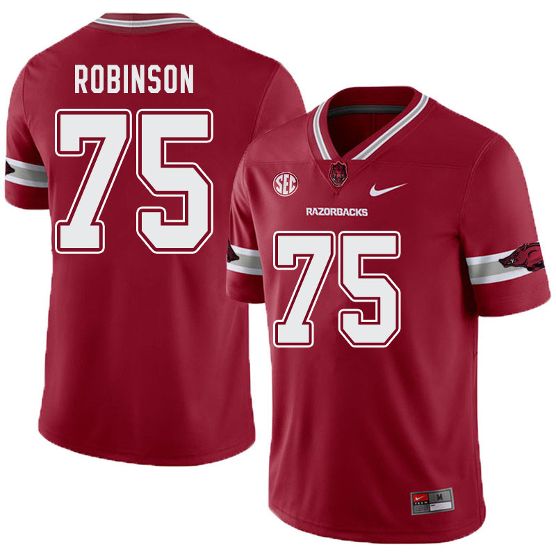 Men #75 Silas Robinson Arkansas Razorbacks College Football Alternate Jerseys-Cardinal - Click Image to Close
